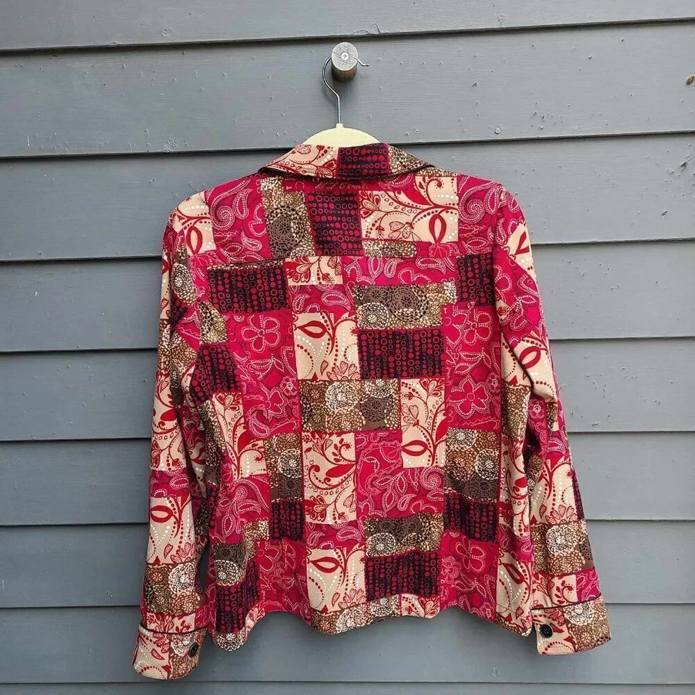 Christopher & Banks Red Brown Patchwork Lightweight Jacket Medium